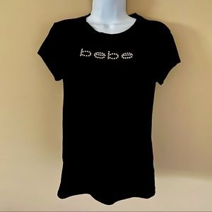 Bebe classic rhinestone tee black